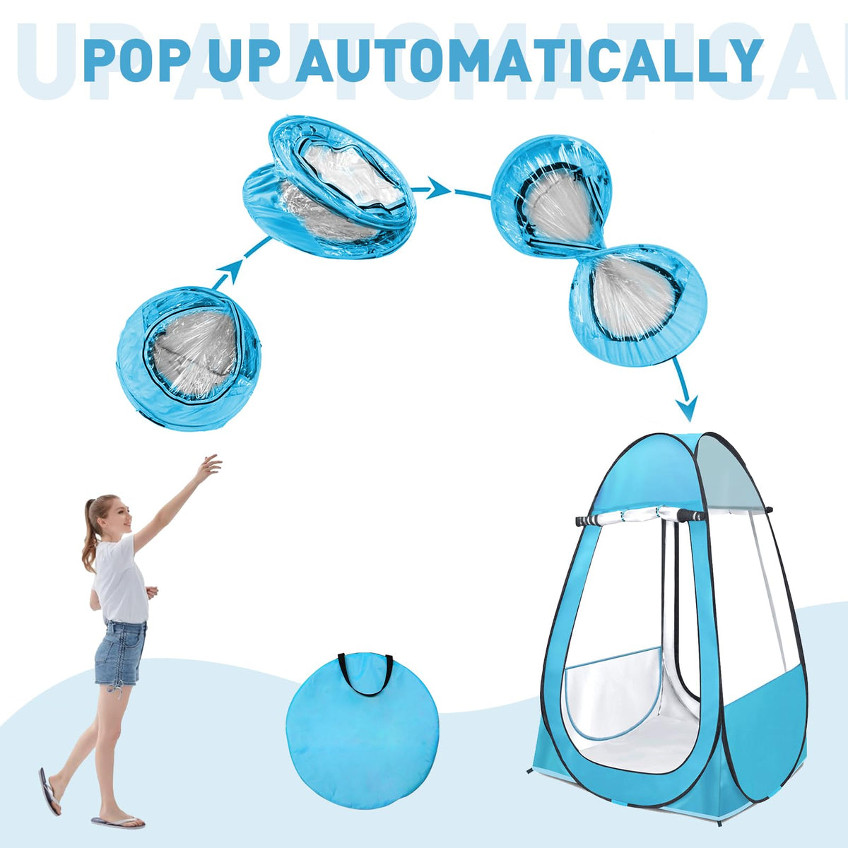 Pop Up Tent, Clear Outdoor Tents Camping Fishing, 39" L x 39" W x 64" H Portable Instant Shelter Rainproof - Windproof for Beach, Sports, Upgraded and Thickened PVC- Easy Set Up