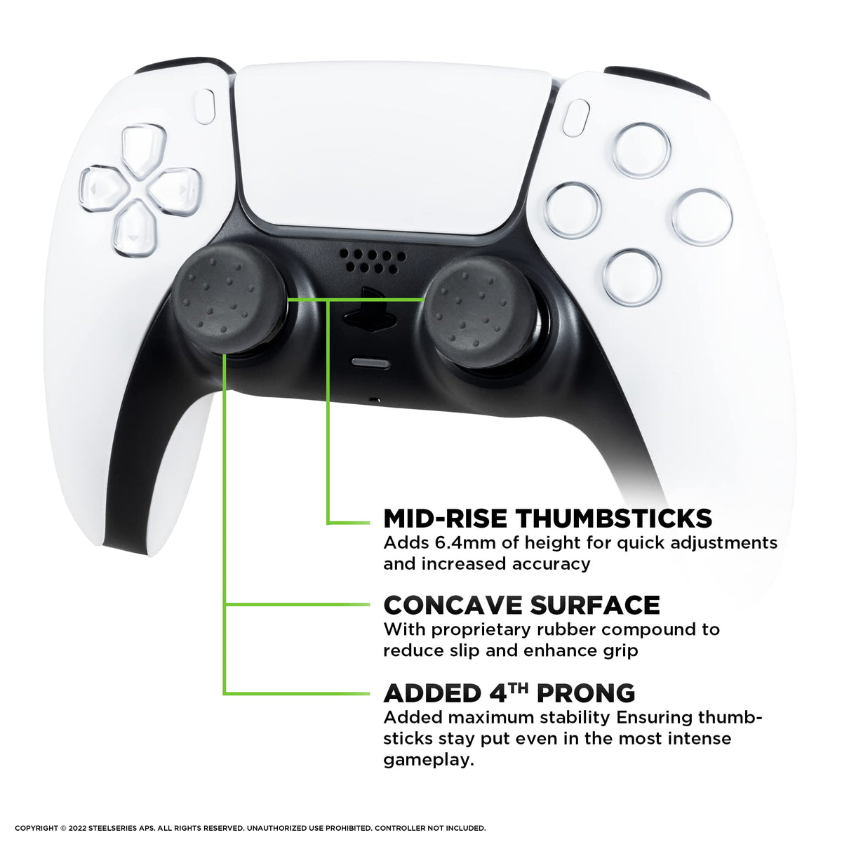 KontrolFreek CQC for PlayStation 4 (PS4) and PlayStation 5 (PS5) Controller | Performance Thumbsticks | 2 Mid-Rise Concave | Black
