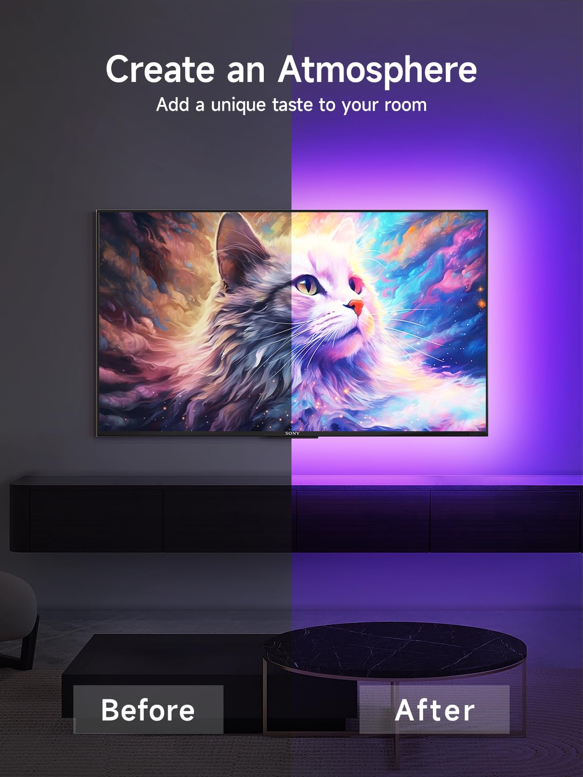 KANTUTOE LED Lights for TV, 16.4ft TV LED Backlight for 45-75in, RGB TV Backlight Behind Strip with Music Sync, Bluetooth APP and Remote Control Strip Lights USB Powered for Bedroom, Gaming