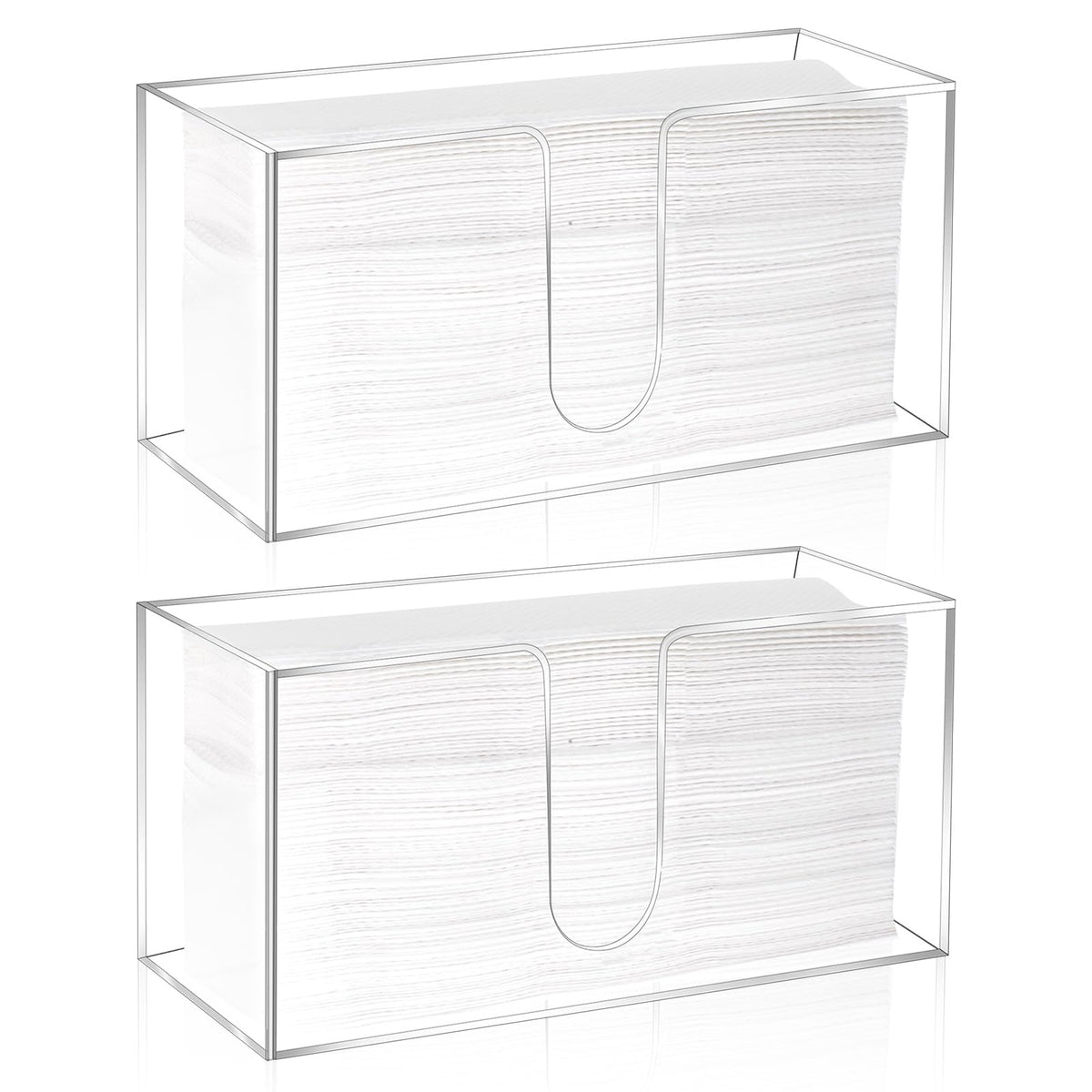Wanmu 2 Pack Acrylic Countertop Paper Towel Holder, Folded Z-fold C-fold MultiFold Trifold Napkin Dispenser, Paper Towel Dispenser Countertop Acrylic Napkin Holder for Bathroom, Kitchen, Restaurant