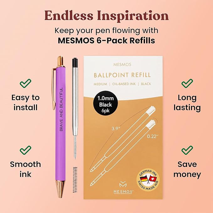 MESMOS 3Pk Fancy Pens for Women, Ballpoint Pens, Get Well Soon Gifts for Women, Breast Cancer Survivor Gifts, Comfort Items for Cancer Patients Must Have, Comforting and Thoughtful Gift