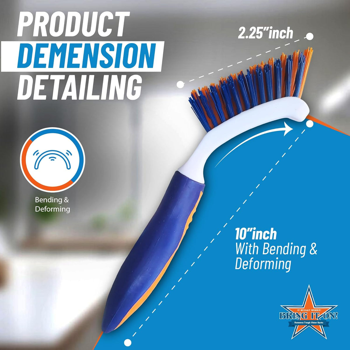 Bring It On Grout Cleaning Brush – Crevice Cleaning Brush with Stiff Nylon Bristles – 8-inch Heavy-Duty Grout and Tile Cleaner Brush – Scrubbing Brush for Corners, Bathroom, Kitchen, Tile, 6 Pack