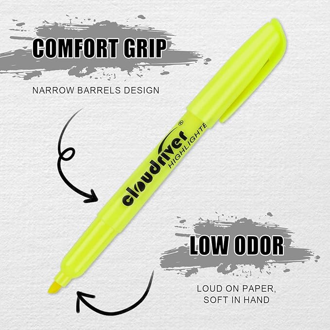 cloudriver Yellow Highlighters, Bulk Pack Of 120, Bright Color Highlighter, Chisel Tip, Quick Drying Ink, Highlighters Suitable For Home, School, Office And Shop