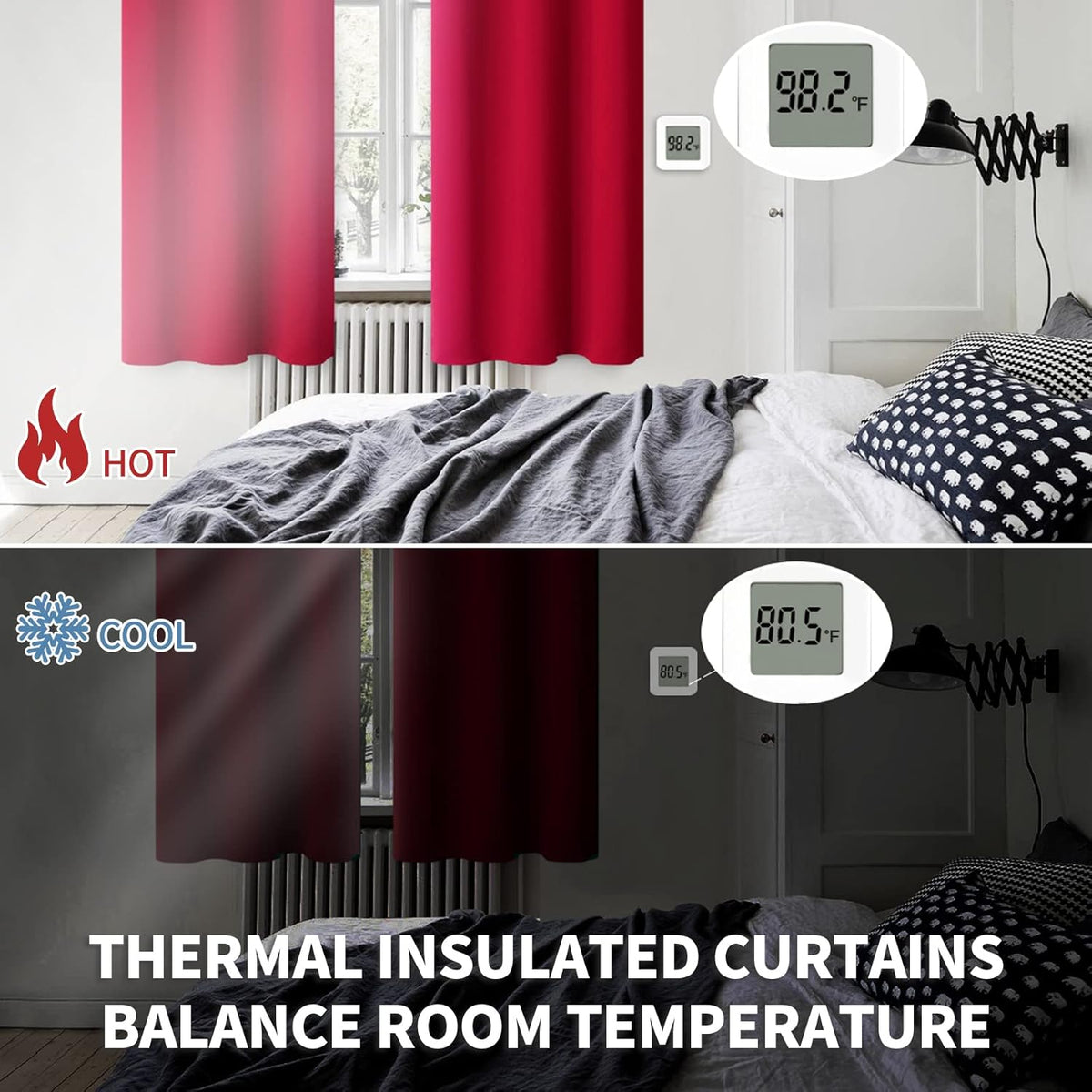 BGment Red Short Blackout Curtains 36 Inches Length for Kitchen Window - Rod Pocket Thermal Insulated Room Darkening Drapes Privacy for Bedroom Cafe Bathroom, 2 Panels, 42 x 36 Inch