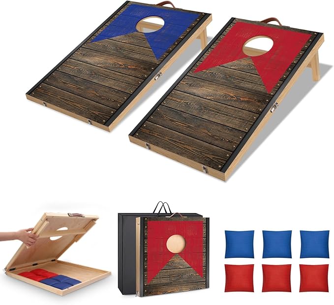 Portable Cornhole Board Set with Bean Bags 2 ft x 1 ft or 3 ft x2 ft or 10.16 * 5.04 Inch Foldable Corn Hole Games for Adults and Kids Indoor or Outdoor Corn Hole Toss Games Backyard Tarvel