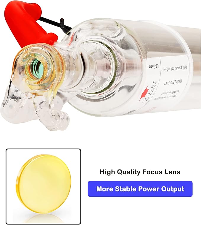 LD-Teemm CO2 Laser Tube, 10W CO2 Laser Tube with Coating 10 watt Length 380mm Dia. 50mm, Wire Pre-Connected for CO2 Laser Cutter Laser Engraving Cutting Machine