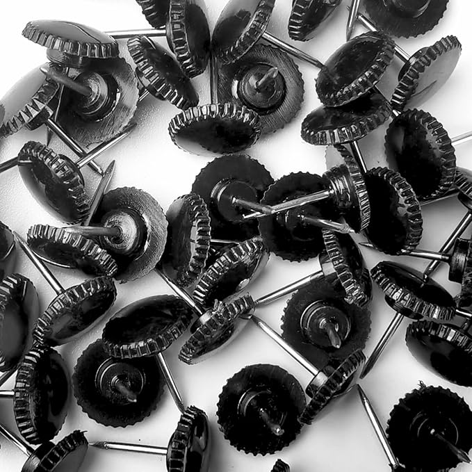 Lunies 50 PCS Black Push Pins for Cork Board, Thumb Tacks for Wall Hangings, Picture Hanging Nails, Flat Decorative Push Pins for Wall, Wall Pins for Hanging