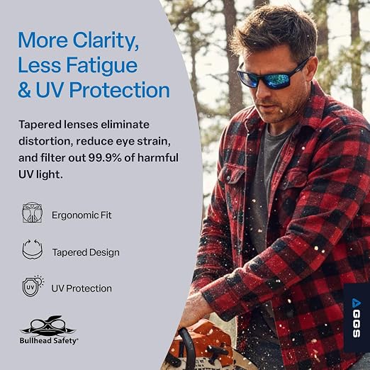 Bullhead Safety Eyewear Pompano Glasses – Anti-Fog, Lightweight, Scratch Resistant, UV Light Blocking Sunglasses for Driving, Golf, Boating, Outdoor Work, Clear Lens