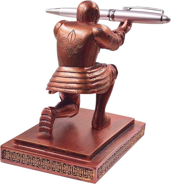 Executive Knight Pen Holder with a Pen Personalized Desk Accessories Decor Home Office Cool Pen Stand Red
