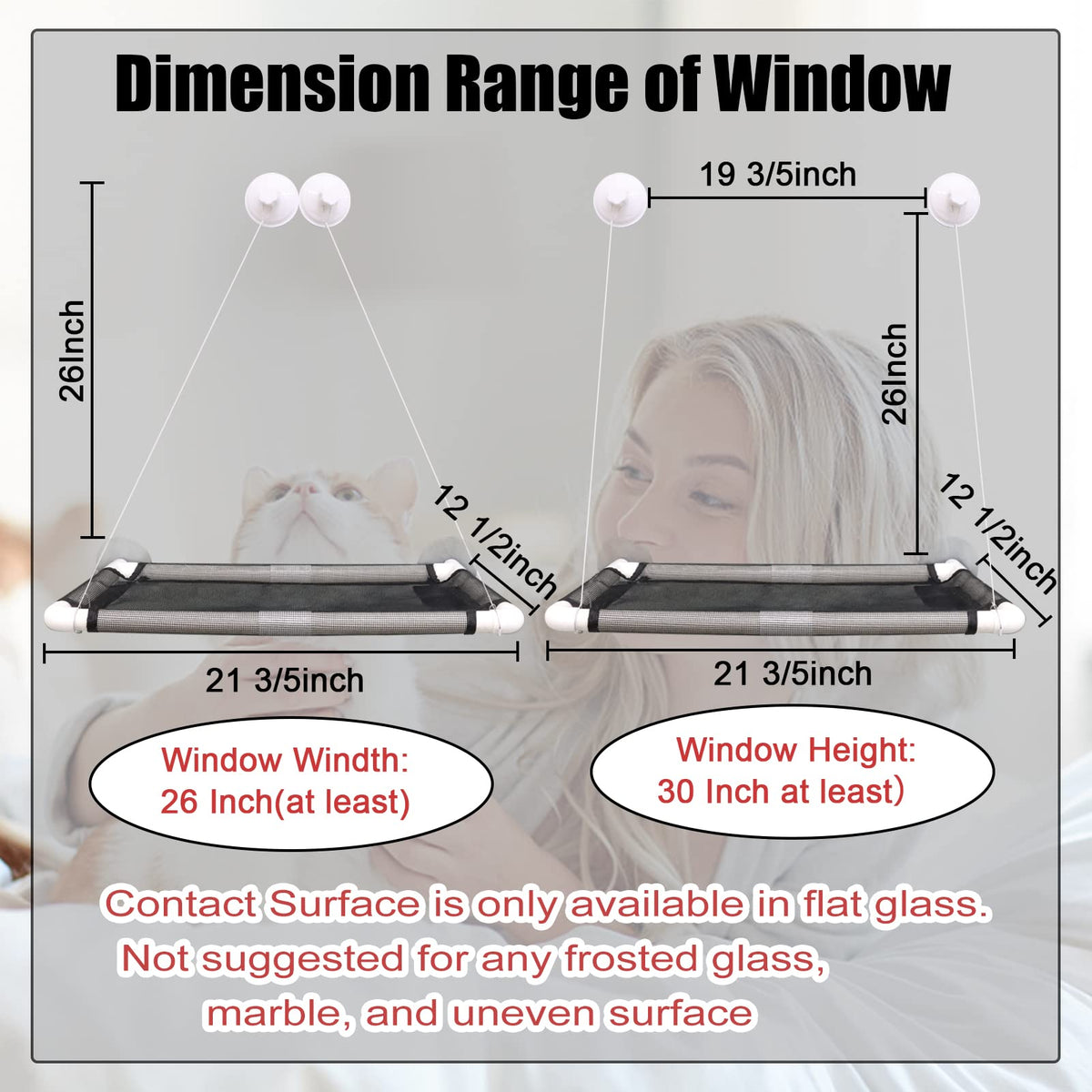 Cat Window Perch, Cat Hammock Window Seat w/Free Fleece Blanket 2025 Latest Screw Suction Cups Extra Large Sturdy Cat Bed Cat Resting Seat Hold Two Large Cats White Indoors (One Extra Suction Cup