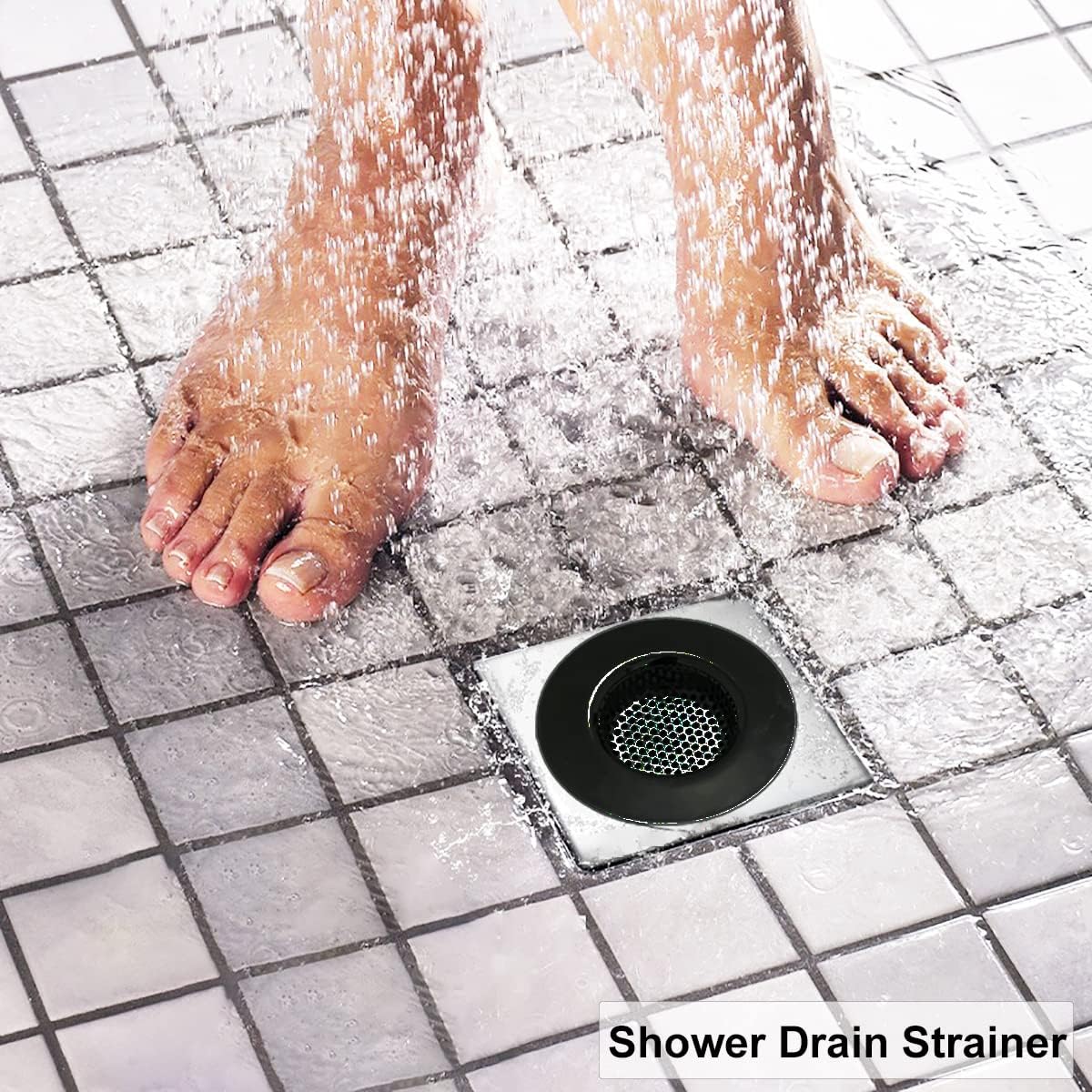 1.75" Bathtub Drain Strainers, Shower Drain Hair Catchers, Stainless Steel Drain Filter Cover for Bathroom Laundry Floor Drain, Fit for 1.75"-3.0" Drain Hole Black