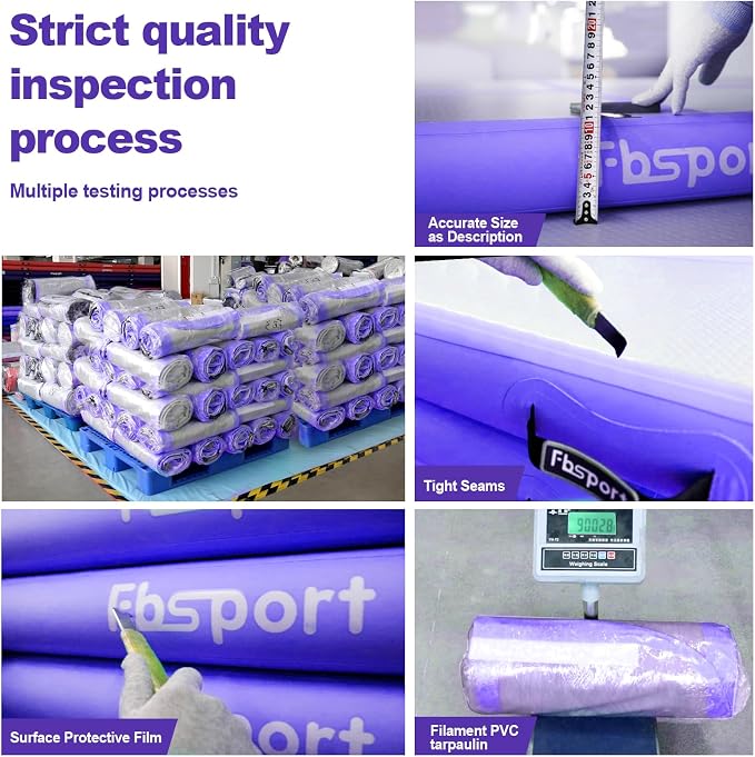FBSPORT Inflatable Air Gymnastics Mat Training Mats 4/8 inches Thickness Gymnastics Tracks for Home Use/Training/Cheerleading/Yoga/Water with Pump
