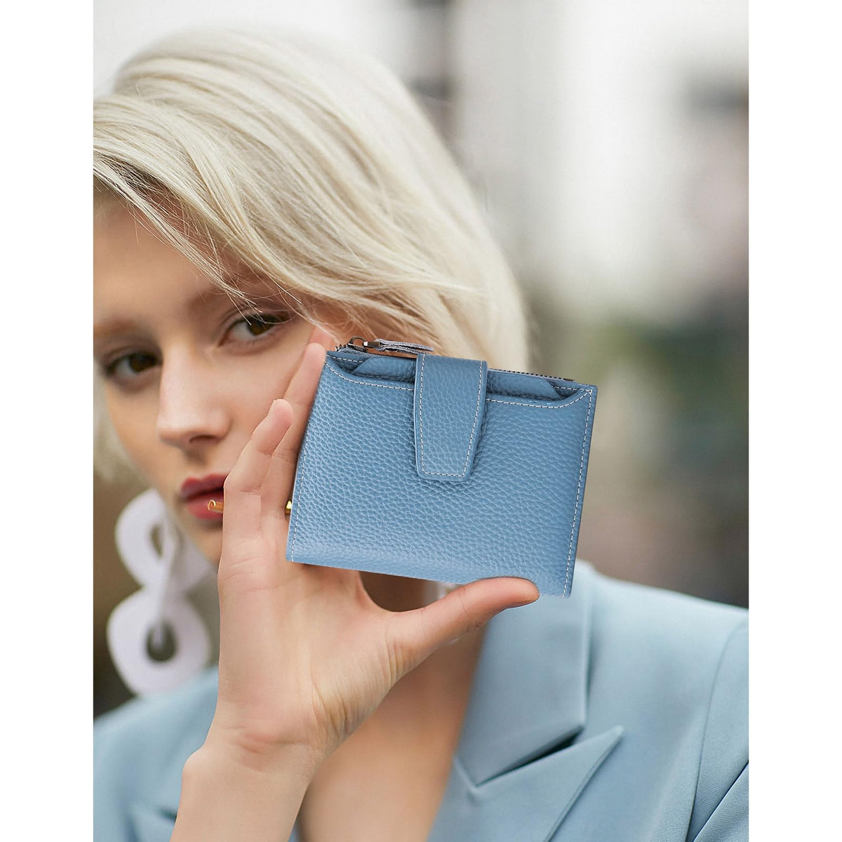 FALAN MULE Small Wallet for Women Leather Bifold Compact RFID Blocking Small Womens Wallet Purse