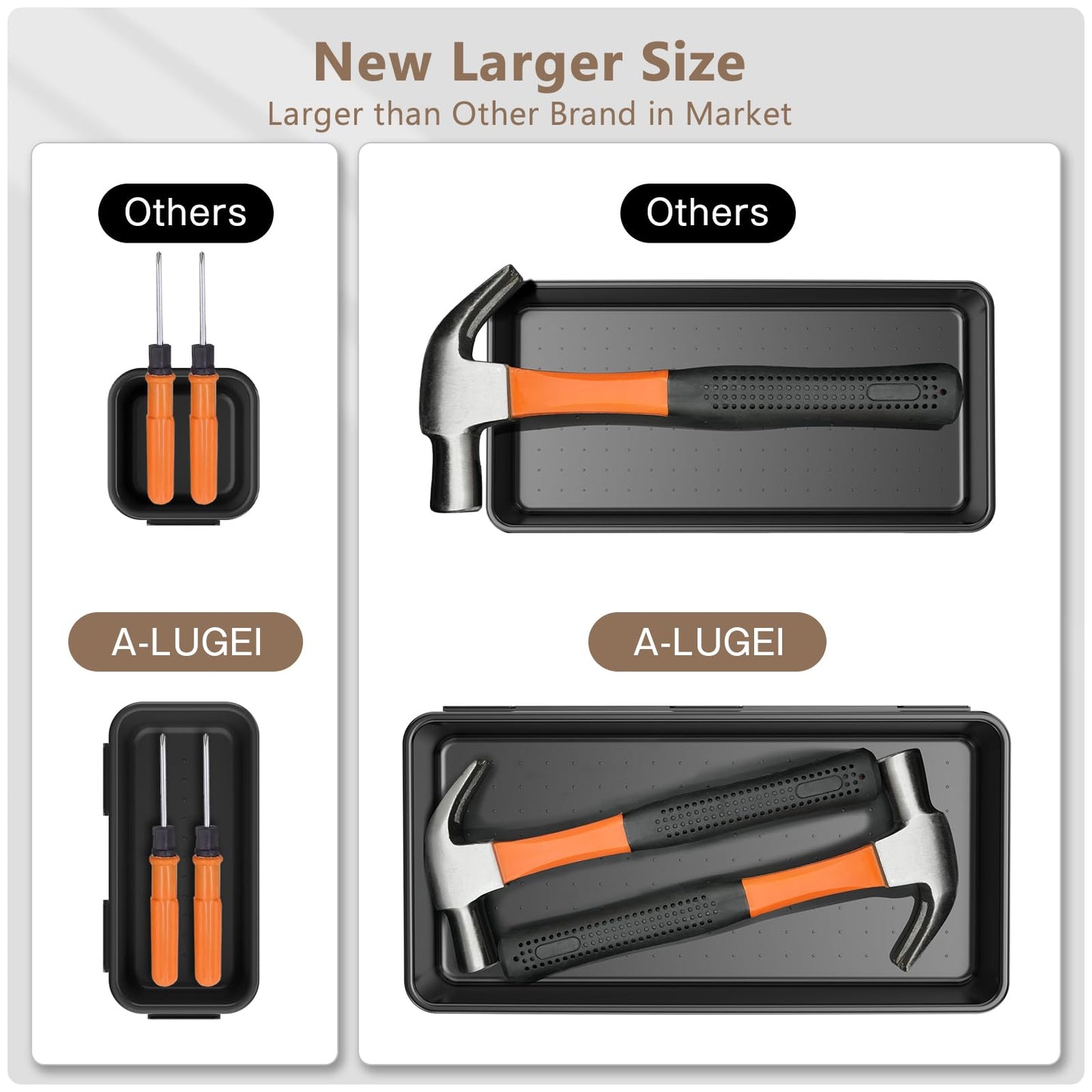 【More Larger Size】A-LUGEI【69 PCS-5 Size】 Tool Box Organizer Tray Divider Set【Black】 Desk Drawer Organizer Bin, Socket Organization and Storage Toolbox for Rolling Tool Chest Cart WorkBench Part Widget