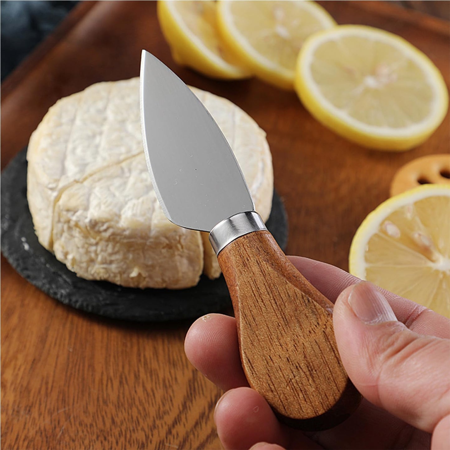 GXIQYL 6 Pieces Cheese Knife, Cheese Knives Cheese Board Charcuterie Knife Set Cheese Tools Spreading Knife, Wooden Handle Stainless Steel Slicer Gift Set