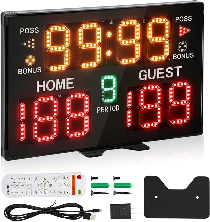 Electronic Basketball Scoreboard, Remote-Controlled Portable Digital Scoreboard, for Indoor and Outdoor Sports Competitions or Games