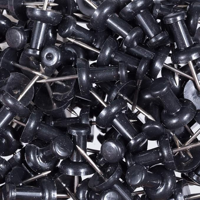 JAM PAPER Colorful Push Pins - Black Pushpins - 100/Pack