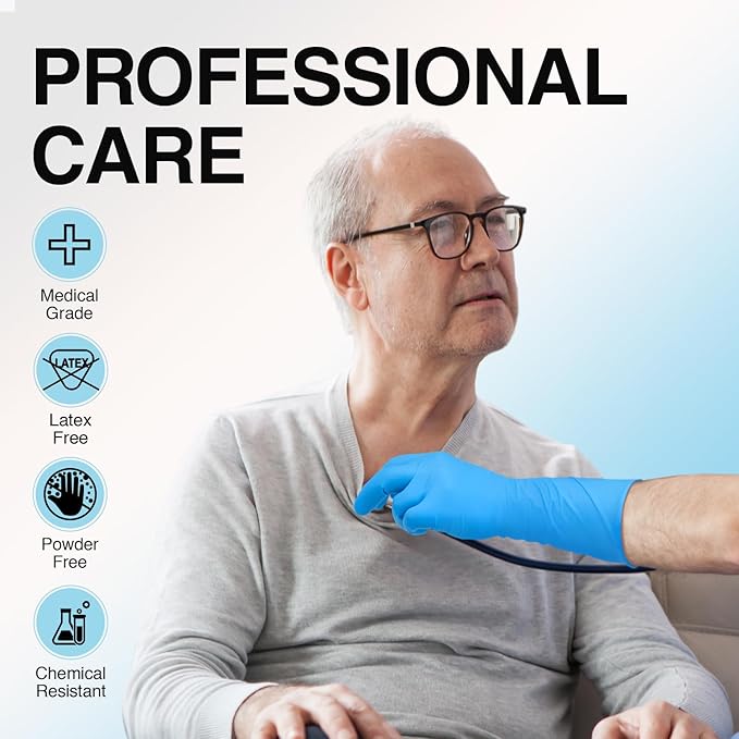 Schneider Nitrile Exam Gloves, Extended 12 Inches Cuff, X-Large, 100-ct Box, 4 mil, Gloves Disposable Latex Free, Powder Free for Medical, Food Prep, Cleaning, Cooking, Blue