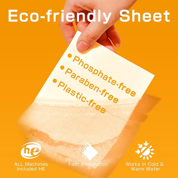 Soulink Laundry Detergent Sheets, 240 Loads - Eco-Friendly, Plant-Based, Hypoallergenic, No Plastic Jug (Orange Scent)