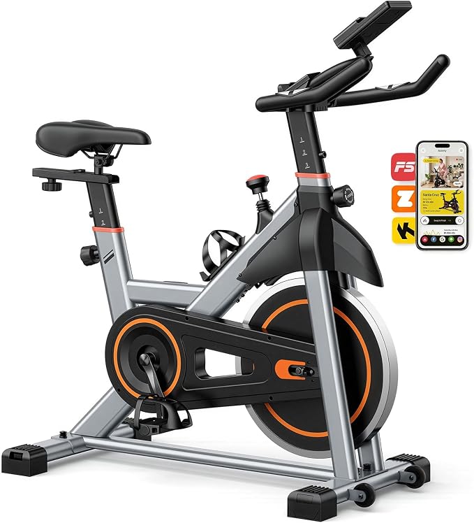 NEWBULIG Exercise Bike with APP, Stationary Bikes for Home, Workout Bike for Adults & Seniors, Cycle Machine, Adjustable Height and Resistance, Low Noise, 265lbs Weight Capacity, Easy Assembly