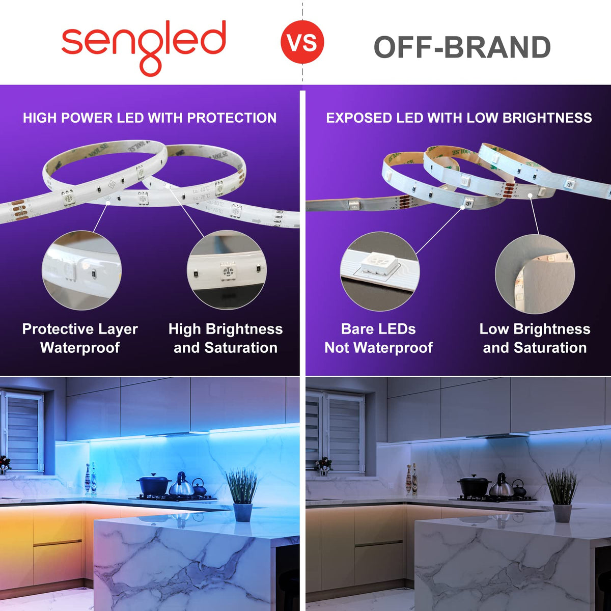 Sengled Smart LED Strip Lights 32.8ft WiFi LED Lights Compatible with Alexa and Google Home 16 Million Colors RGB Music Sync Adjustable Length 25,000 Hours Life Multi Mode Support for Game Movie