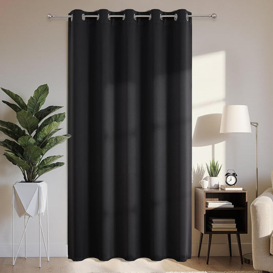 Joydeco Blackout Patio Sliding Door Curtains 84 Inches Long, Grommet Privacy Room Divider Curtains, Extra Wide Thermal Blackout Drapes for Bedroom Living Room (Black, 70Wx84L, 1 Panel)