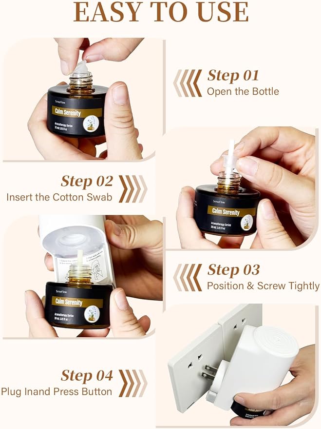SF101 Waterless Ultrasonic Essential Oil Diffuser–100% Plant-Based,120-Day Natural Air Freshener & Aromatherapy Diffuser for Home,Hotel,Studio–Covers up to 100㎡-Golden Warmth