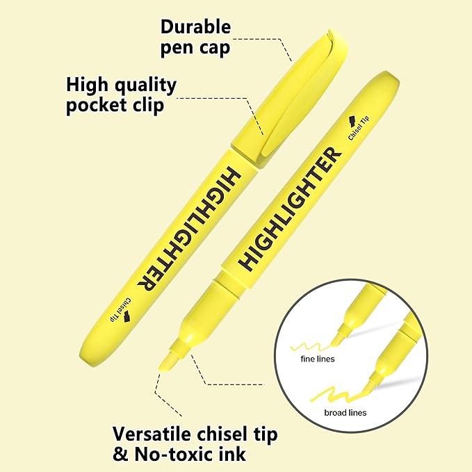 Lelix 30 Pack Highlighters, 10 Bright Colors, Chisel Tip, Quick Drying for Back to School, Office, Home, ideal for Highlighting Underlining