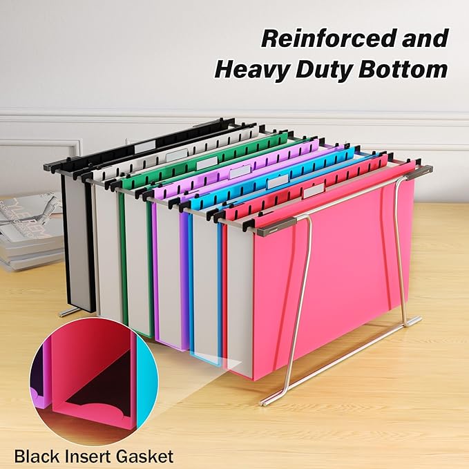 Extra Capacity Legal Size Plastic Hanging File Folders,12 Pack Reinforced Legal Hanging Folder with Heavy Duty 2 Inch Expansion,Filing Cabinet Folder,for Bulky Files, Medical Charts,Assorted Color