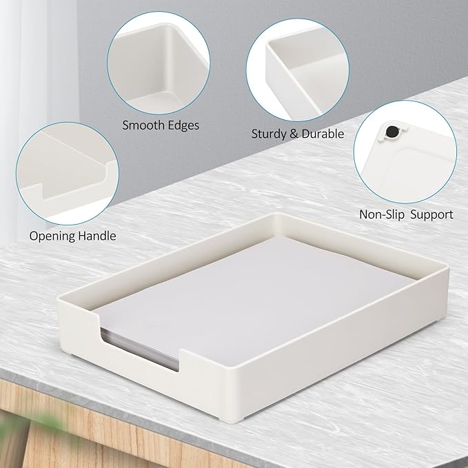 Letter Tray/Paper Tray Organizer for Desk/Stackable Letter Tray Paper Holder File Organizer for Office Supplies School Home Desk Accessories (White) 2Pcs