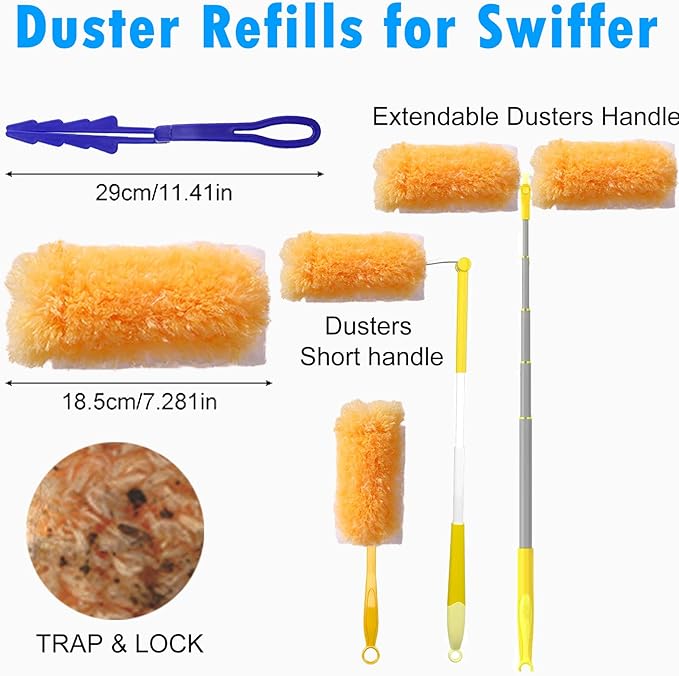 10 Count Heavy Duty Duster Kit for Swiffer Duster, Unscented Disposable Dusters with 1 Handle for Cleaning