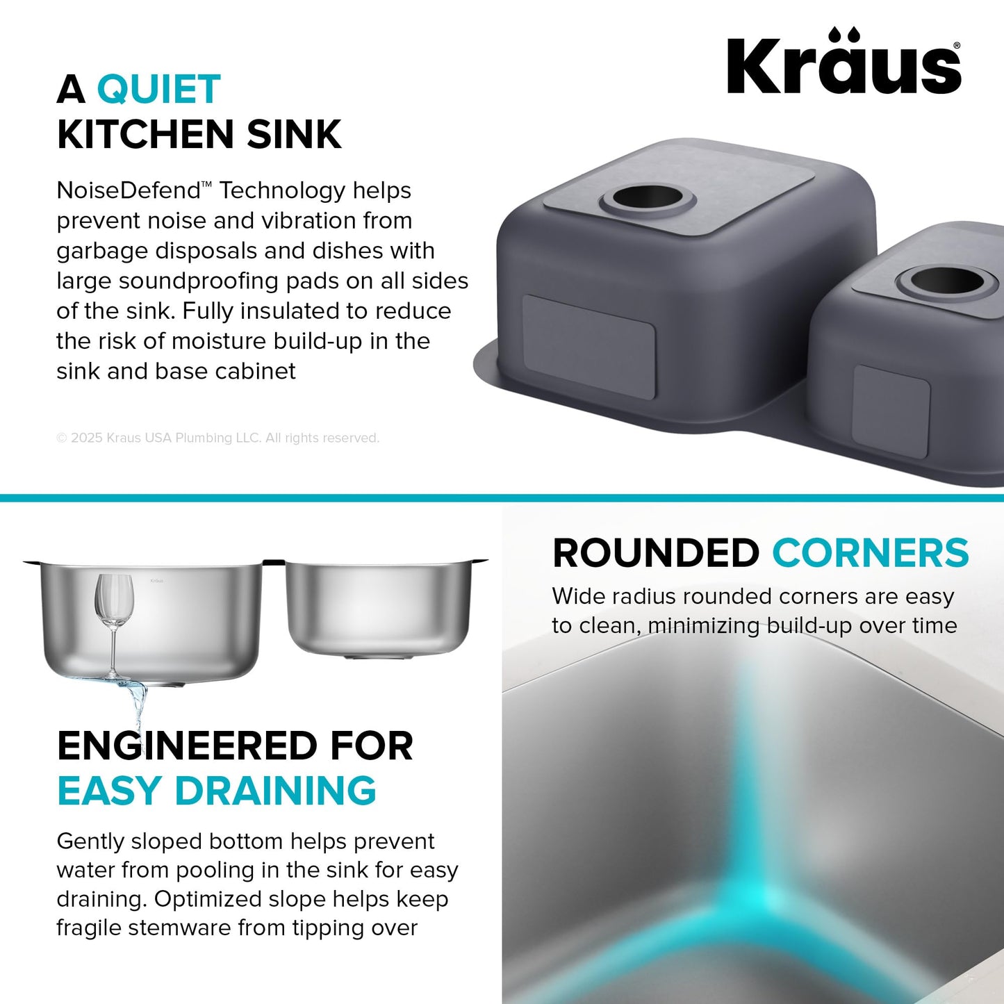 KRAUS Premier 32-inch Undermount 60/40 Double Bowl with Low Divider 18-Gauge Stainless Steel Kitchen Sink with Strainers (x2), KBU24