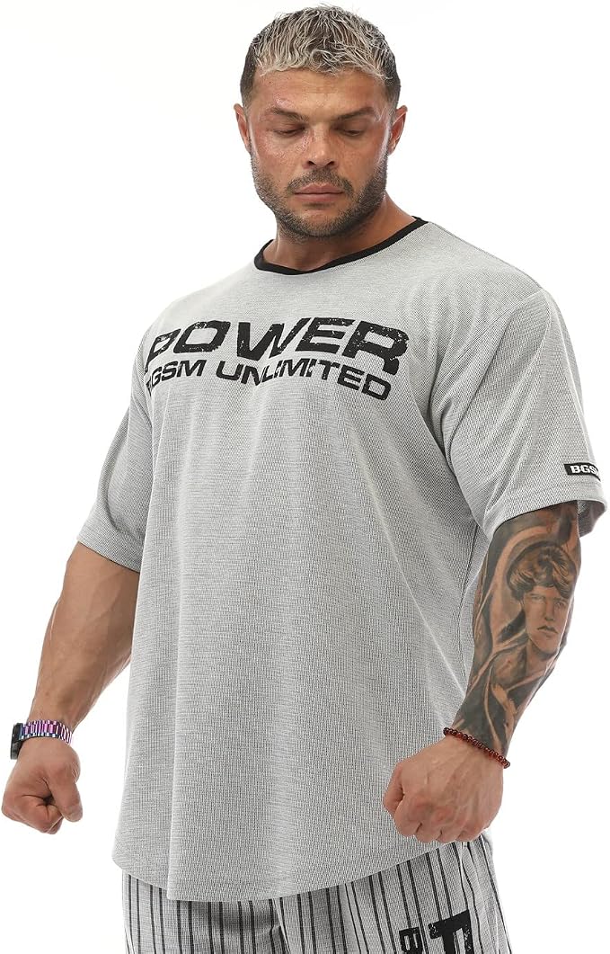 Men's Oversize Gym Fitness and Bodybuilding T-Shirt, Cotton O-Neck Lifestyle Top