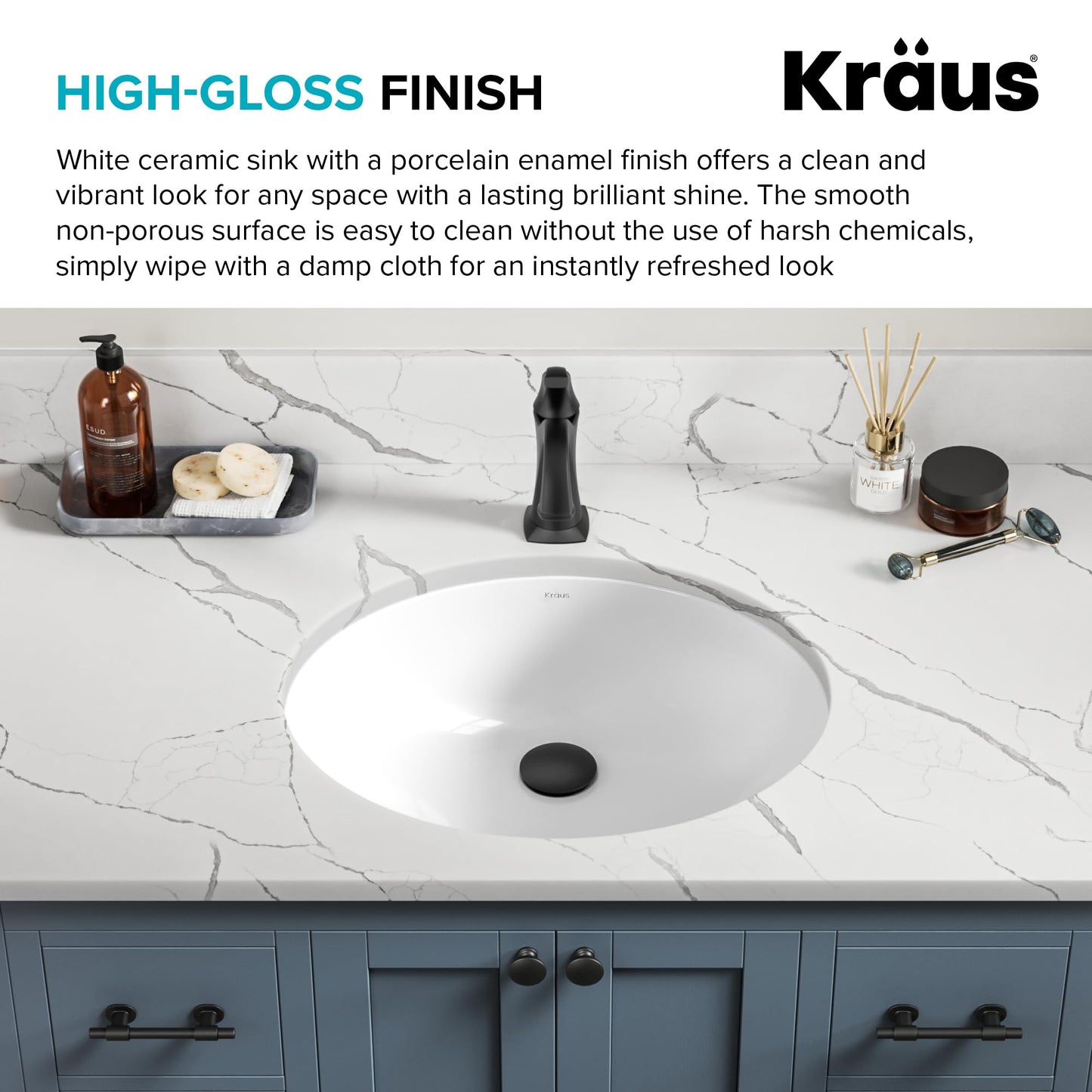 KRAUS Elavo 19.25 in. Oval Porcelain Ceramic Undermount Bathroom Sink in White with Overflow Drain, KCU-272