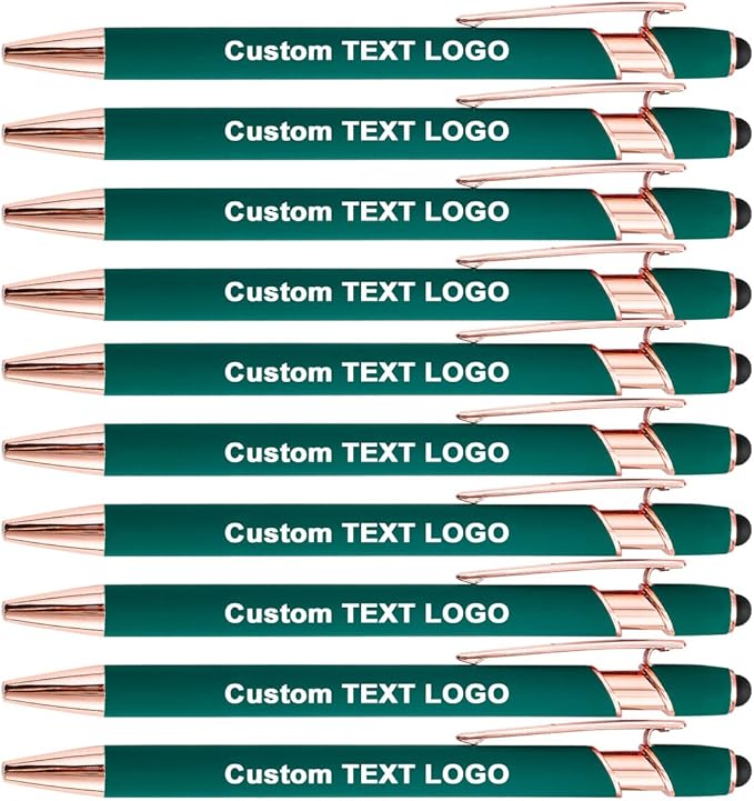 Custom Engraved Ballpoint Pens Bulk, Personalized with Name/Logo, Black or Blue Ink, Smooth Writing for Office, School, Business, Church, Reunion 50 Pcs Green