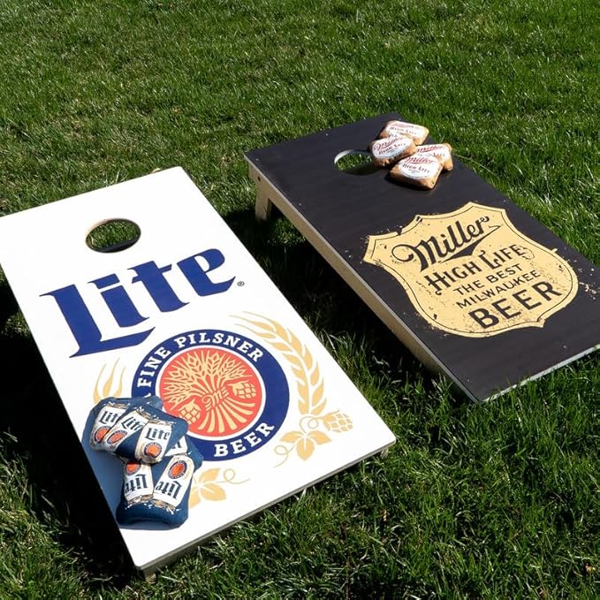 Slick Woody's Official Brand Beer + American Flag Cornhole Bags – Resin-Filled Tournament Performance with Dual Sided Professional Use Fabric- Set of 4