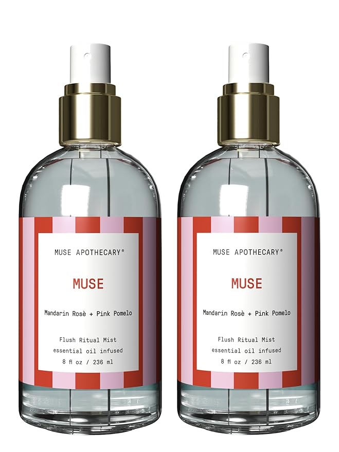 Muse Apothecary Flush Ritual - Aromatic & Refreshing Toilet Spray, Use Before You Go, 8 oz, Infused with Natural Essential Oils - Great Valentine's Day Gift - Mandarin Rosè + Pink Pomelo, 2 Pack