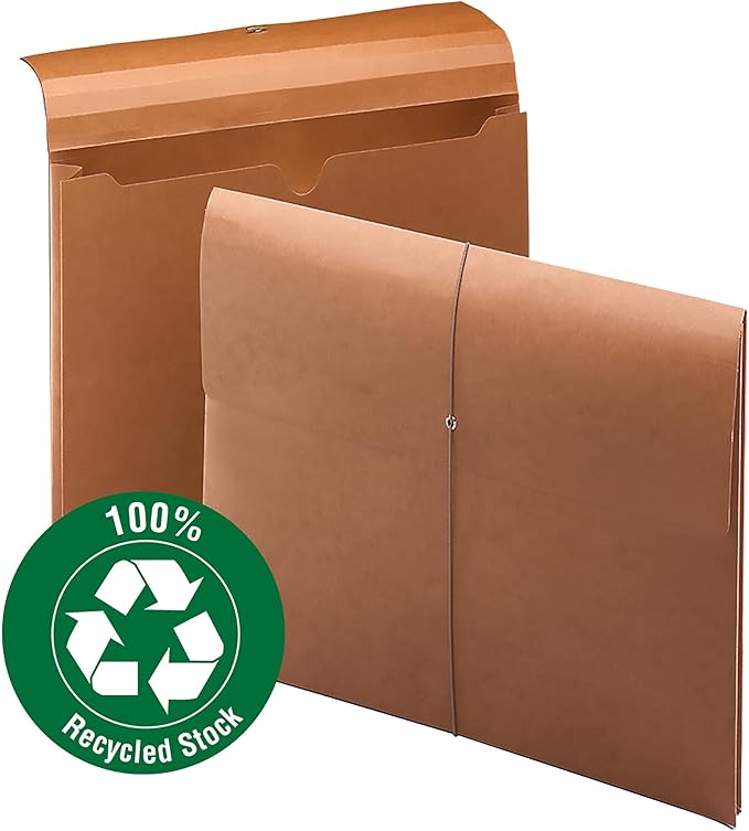 Smead 100% Recycled Expanding File Wallet with Flap and Cord Closure, 2" Expansion, Letter Size, Redrope, 10 per Box (77170)