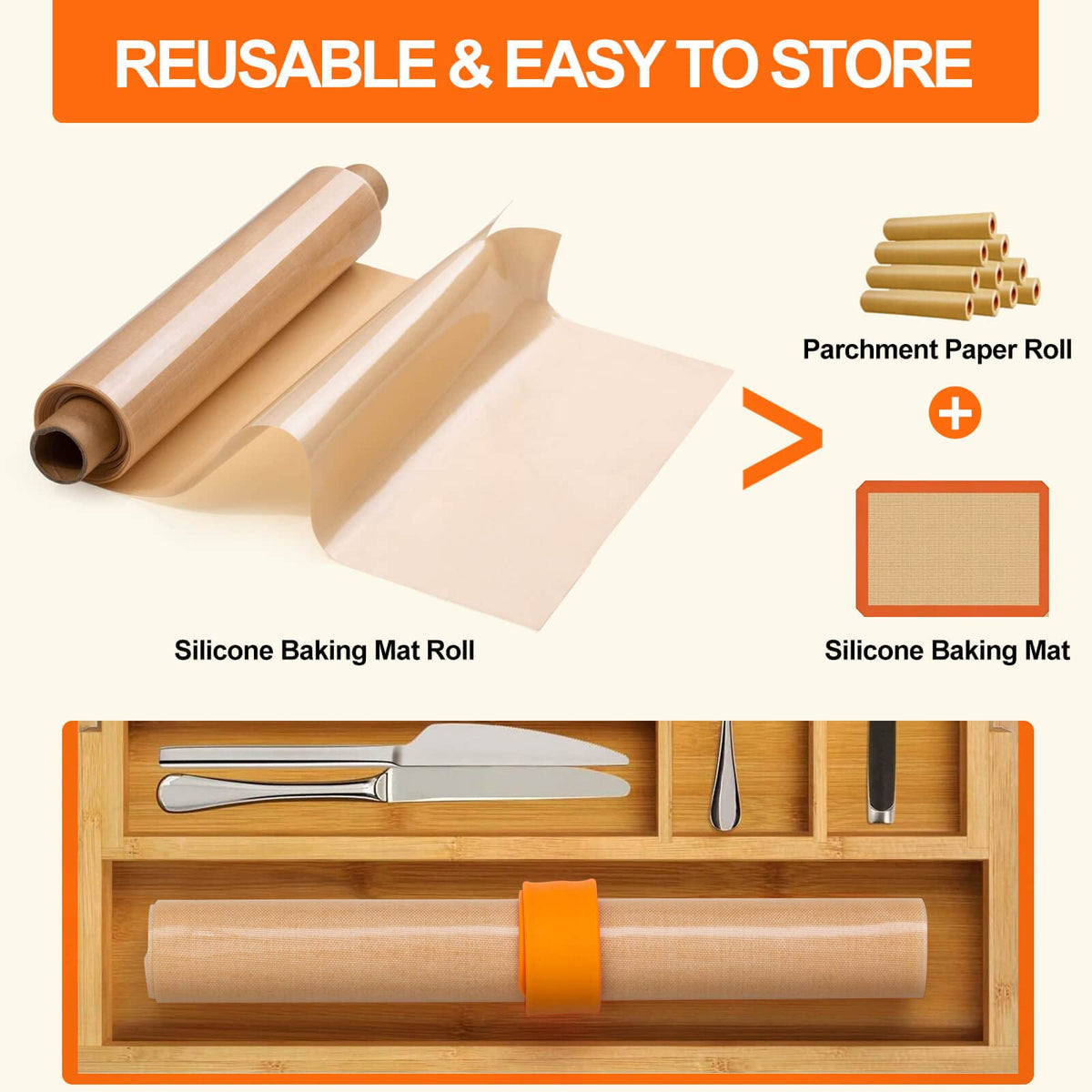 Silicone Baking Mat Roll -16IN x 10FT Non Stick Heat Resistant Food Grade Baking Mats, No Slip Reusable Freeze Dryer Mat,Pastry Mat,Countertop Protector Mat, Washable Oil-Proof Refrigerator Liners