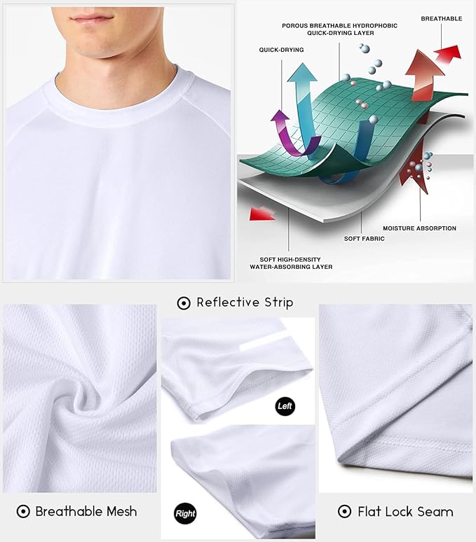 Boyzn 1, 3, 5 or 7 Pack Men's Workout Running Shirts, Dry Fit Moisture Wicking T-Shirt, Gym Athletic Short Sleeve Tee Shirts