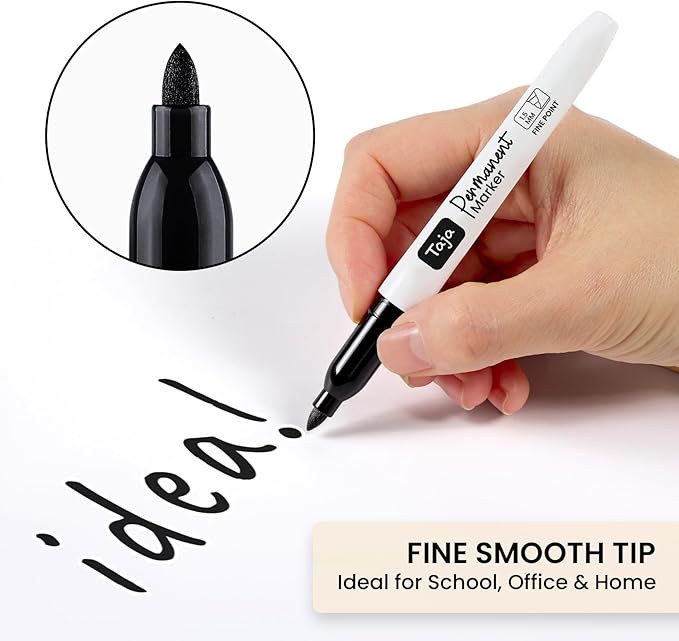 Permanent Markers Fine Tip, 96 Pack Black Quick-Drying and Fade-Resistant Permanent Markers Bulk Set for Writing and Drawing on Wood, Plastic, Metal, Glass, Stone, Ideal for Office School Supplies