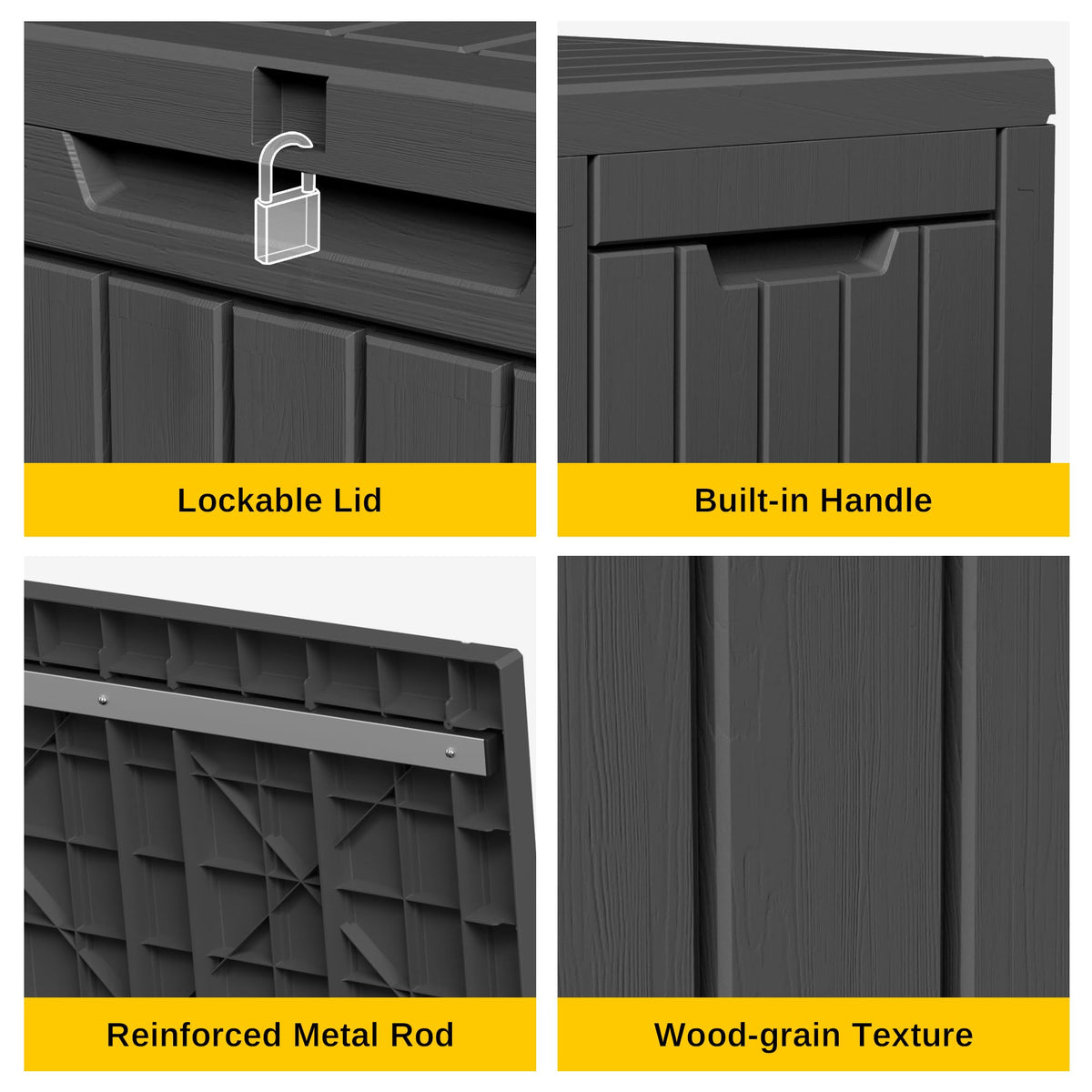 EAST OAK Outdoor Storage Box, 60 Gallon Deck Box Indoor and Outdoor Use, Black