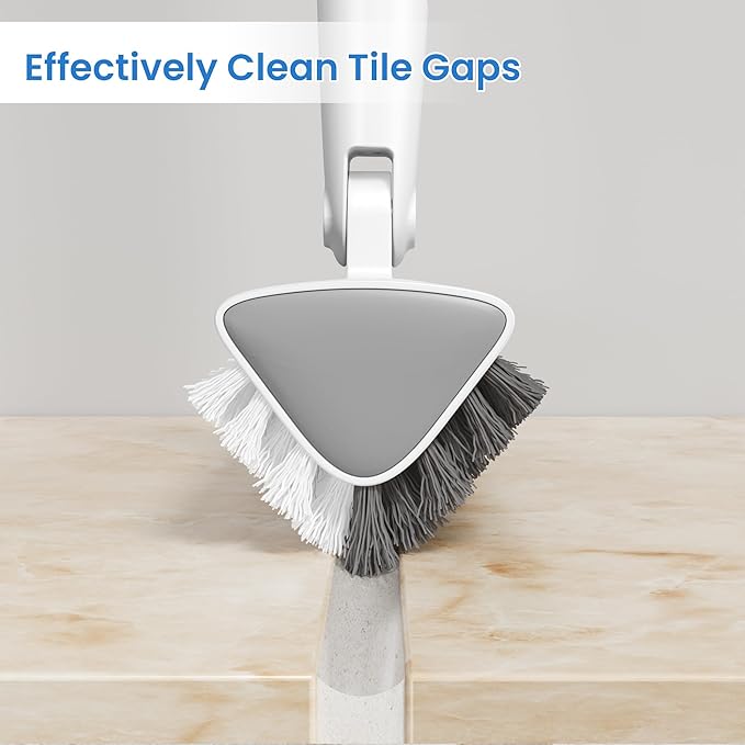Floor Scrub Brush and Grout Brush with Long Handle–Deck Brushes for Scrubbing Heavy Duty, Stiff Bristles for Outdoor, Patio, Shower, Garage, Tile and Concrete Floor Cleaning 55 inches