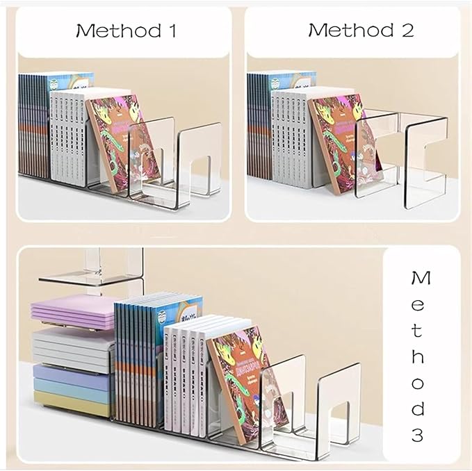 LUGUNU Clear Acrylic Purse Organizer - 3-Section Divider for Handbag Closet Storage - Durable Rack for Purses, Clutches More (Set of 4)
