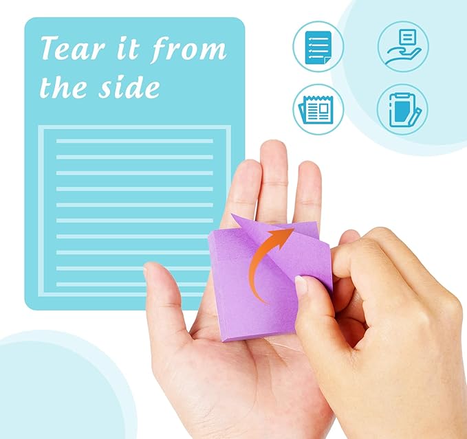 24 Pack Sticky Notes Small,2 x 1.5In Super Sticking Power Memo Pads,12 Assorted Colors Self-Stick Pads,100 Sheets/Pad Strong Adhesive Notes for Home,School,Office,Use on Walls,Doors,Windows