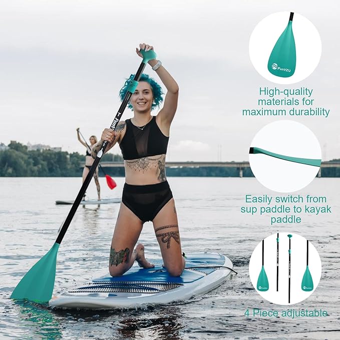 SUP Paddle, Stand Up Paddle Board Paddle Lightweight Adjustable 4-Piece Aluminium Kayak Paddles, Unique Lock Design Floating Alloy Shaft Paddle for Paddle Board