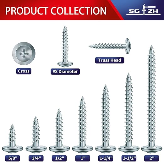 #8 x 3/4" Wood Screw 250Pcs Alloy Steel Standard Thread Truss Head Fast Self Tapping by SG TZH