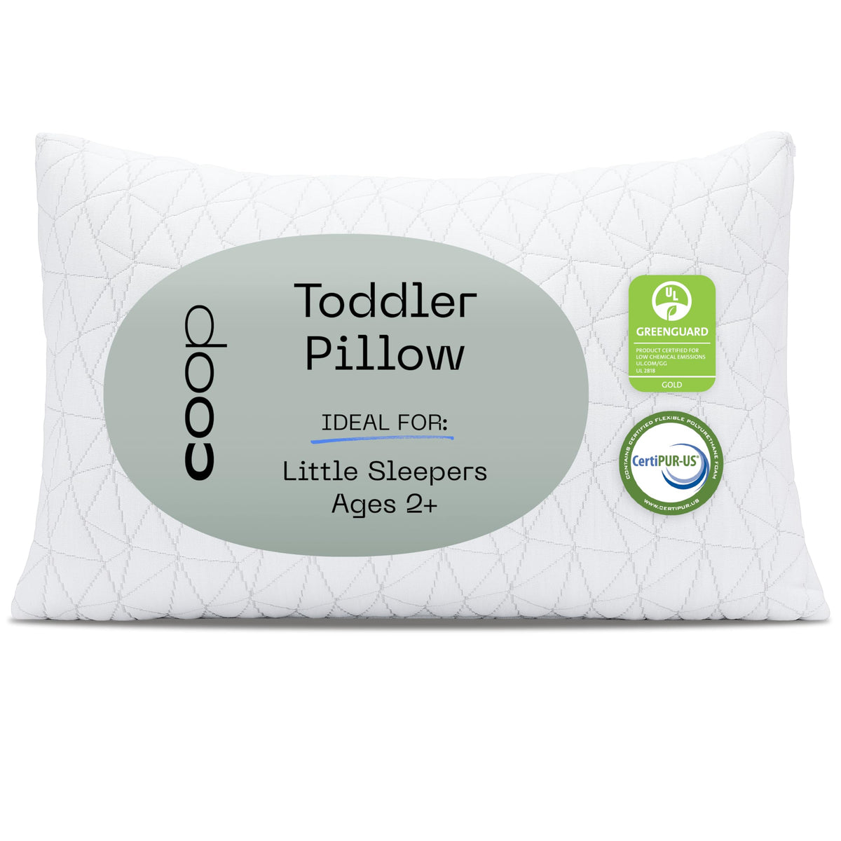 Coop Home Goods Original Toddler Adjustable Pillow, Soft, Breathable, Washable Mini Bed Pillow for Kids with Premium Memory Foam and Zippered Cover, CertiPUR-US/GREENGUARD Gold