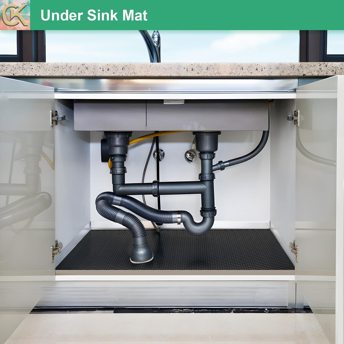 Self-Adhesive Shelf Liner Kitchen Liner, Waterproof Backed Paper Easy Peel and Stick Contact Liner Without Residue for Decor Your Desk Surface, Kitchen Countertops (Black, 11.8 x 59 inches)