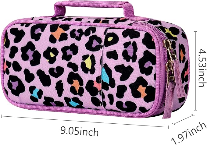 Choco Mocha Cheetah Pencil Case for Girls, Soft Pencil Case Kids Pencils Pouch for Kindergarten Girls, Pink